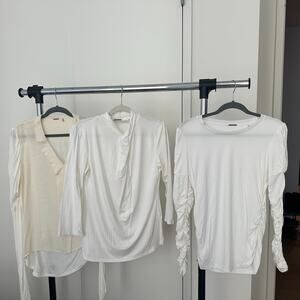 Elie Tahari white long-sleeve shirt blouse bundle of 3 - size S/M